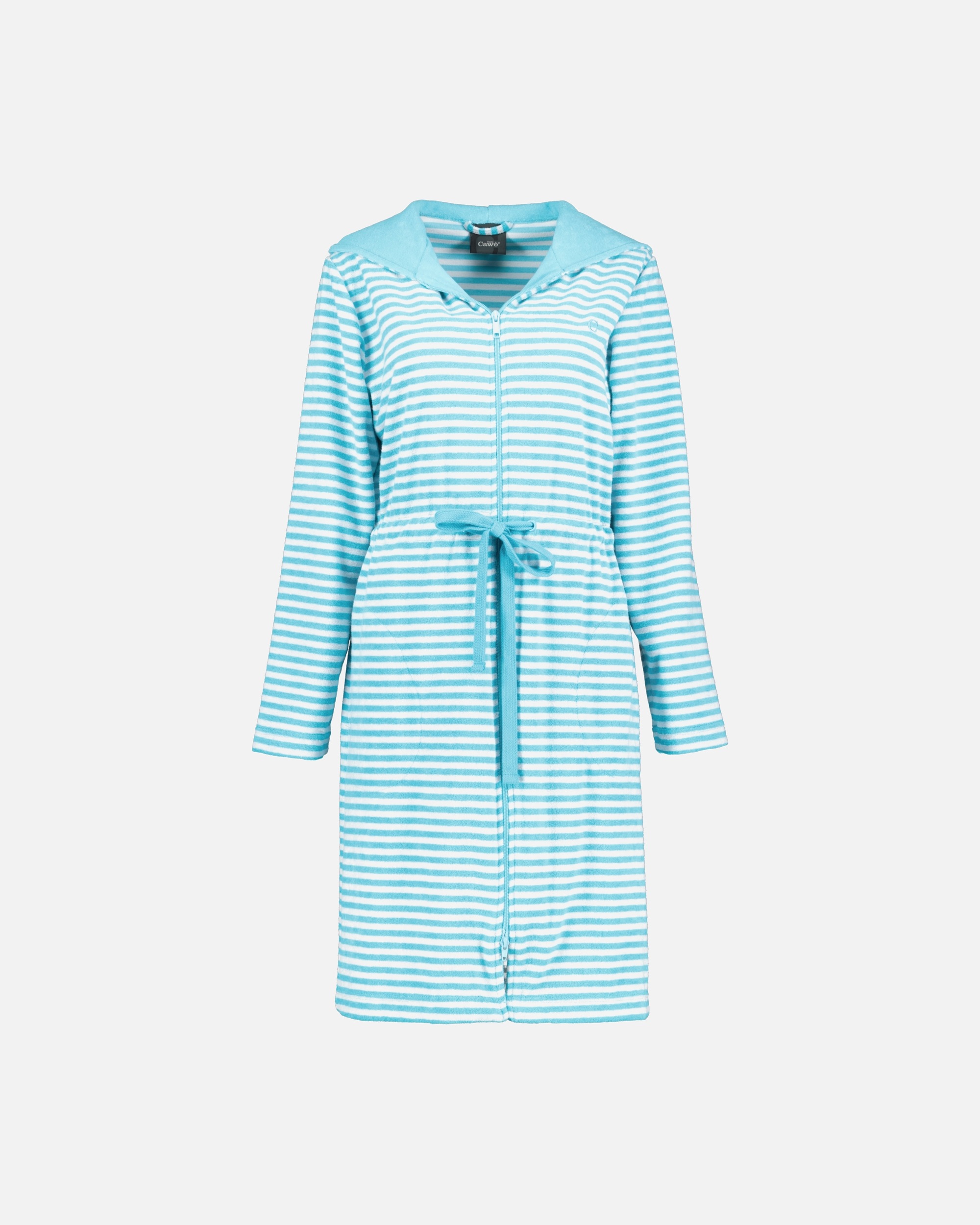 Bademantel für Weiblich Cawö Cawö Bademäntel Damen Kurzmantel mit Kapuze Campus 834 türkis - 47 L