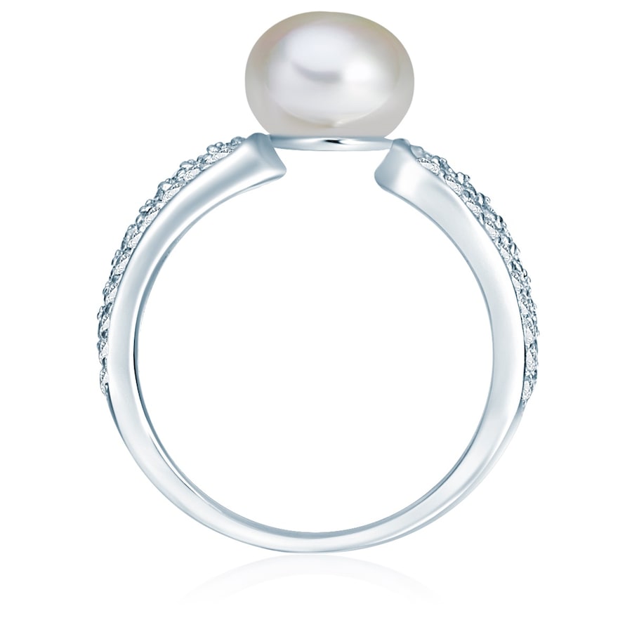 Valero Pearls Perlen-Ring aus Sterling Silber in silber mit Zirkonia Süßwasser-Zuchtperle 62 Damen