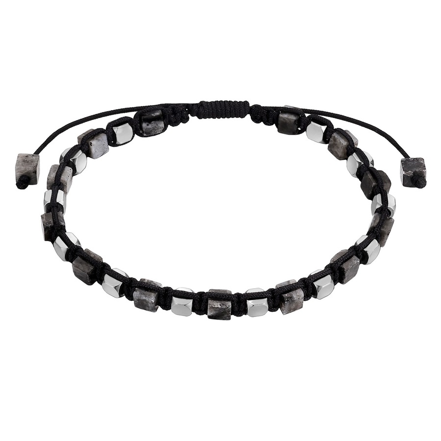 True Rebels Armband aus Edelstahl in silber mit Labradorit 19,0 - 23,0 cm, flexibel einstellbar Herren