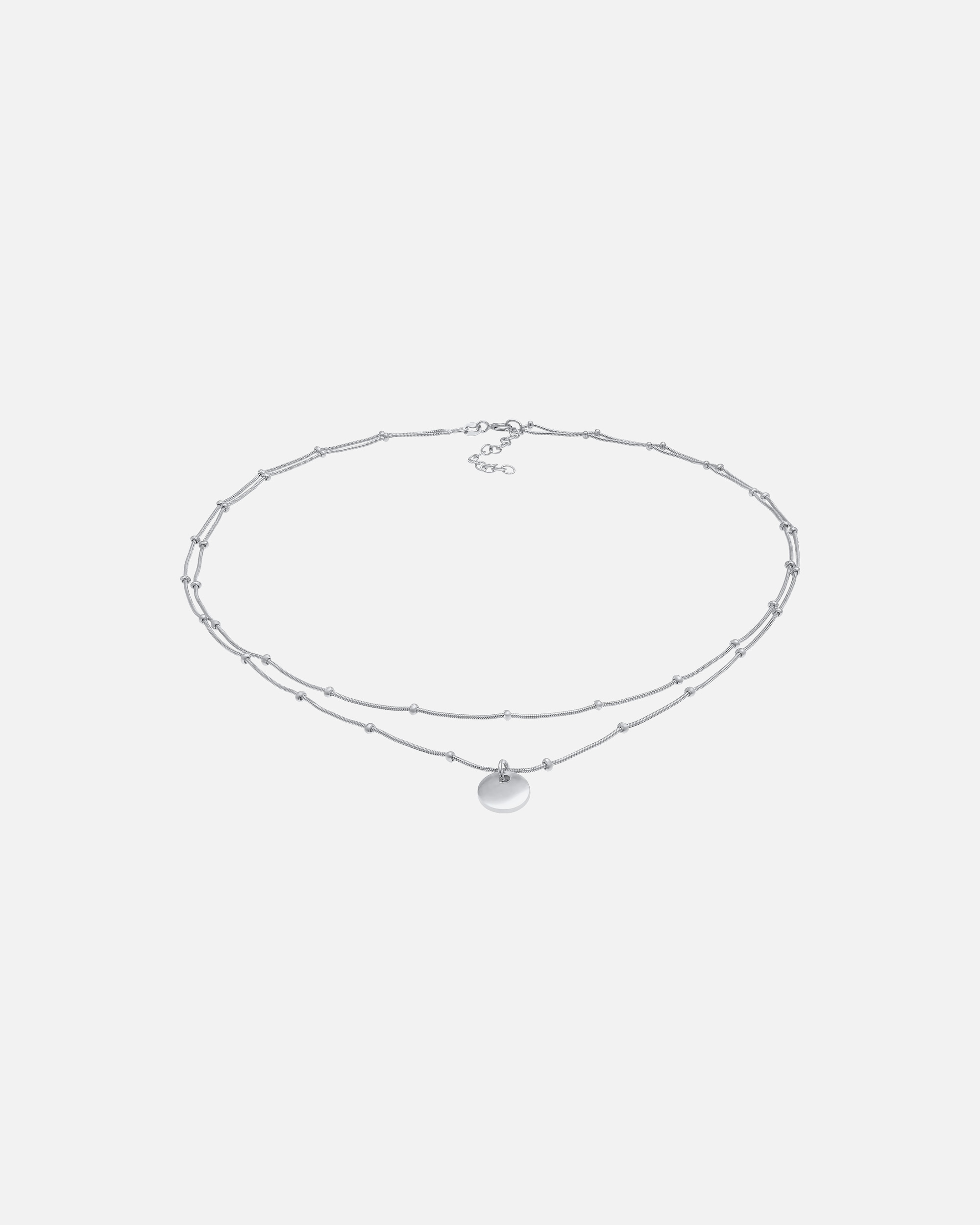 Halskette für Weiblich Elli Choker Layer Plättchen Kugelkette 925 Silber silberfarben