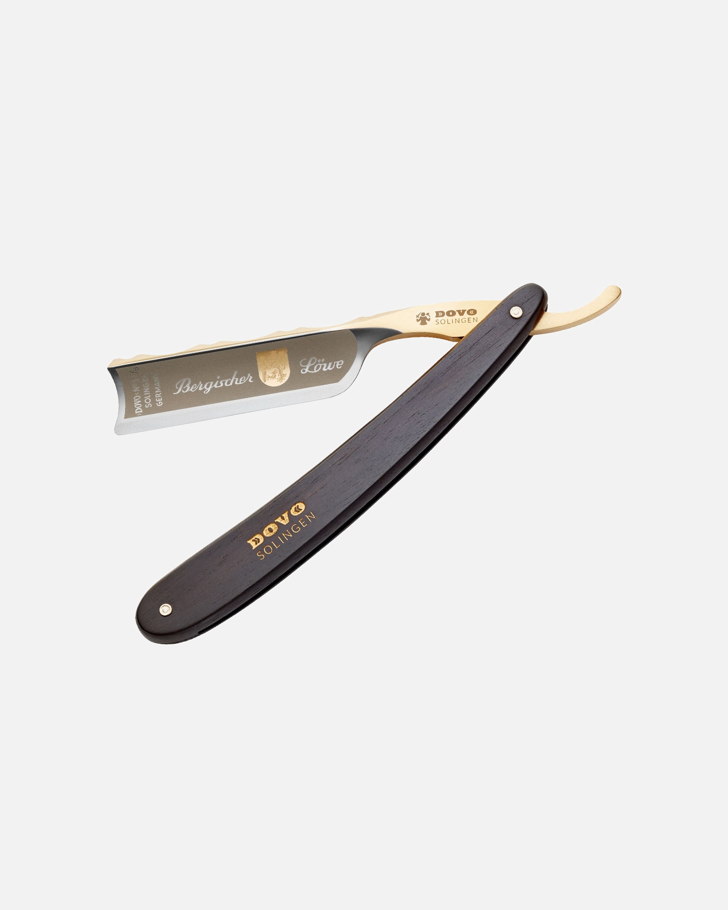Rasierer für Unisex DOVO Solingen Rasiermesser Bergischer Löwe 6/8", Karbon, Ebenholz, mit goldfarbener Einlage 1 pc.