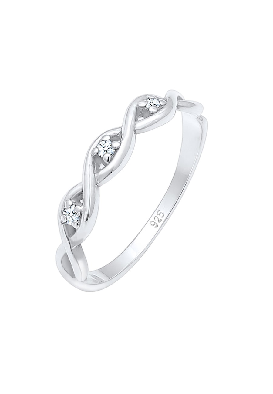 Elli DIAMONDS Ring Knoten Unendlich Diamant (0.045 ct.) 925 Silber 56 Damen