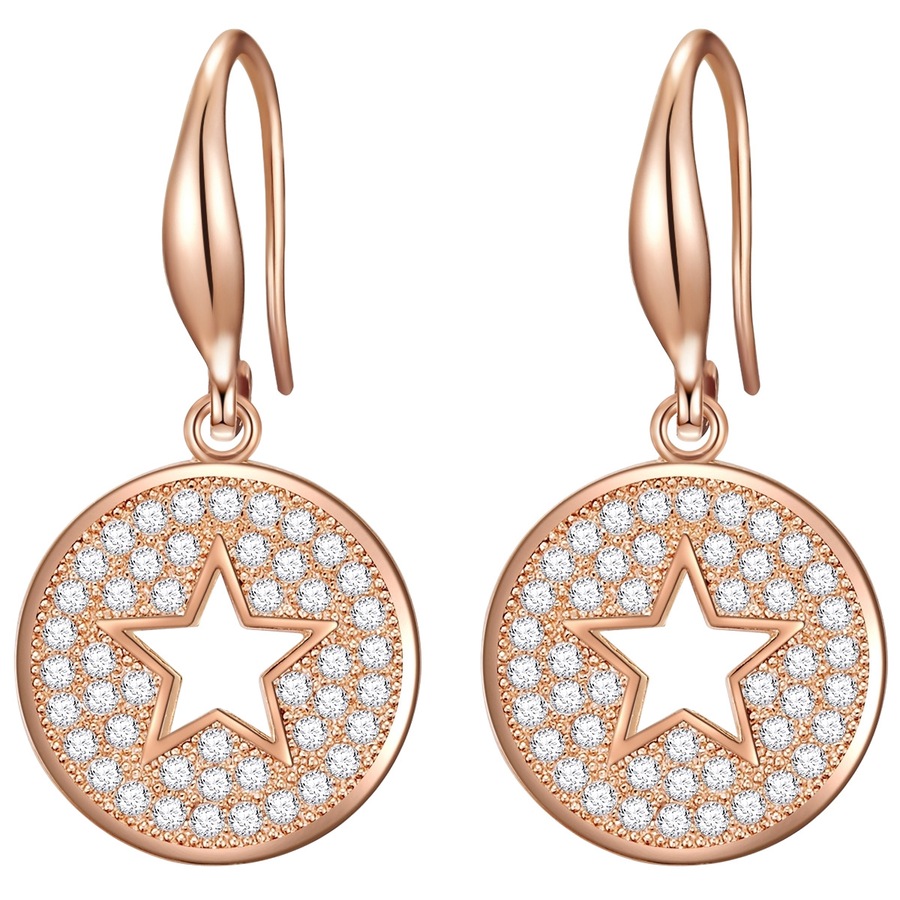 Lulu & Jane Ohrstecker Stern aus Messing in Roségold mit Zirkonia 29,7 mm Damen