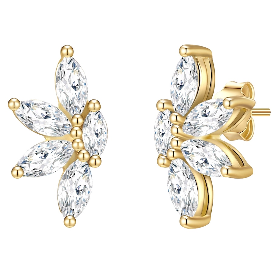 Glanzstücke München Ohrstecker Blume aus Sterling Silber in gelbgold mit Zirkonia 14,4 mm Damen