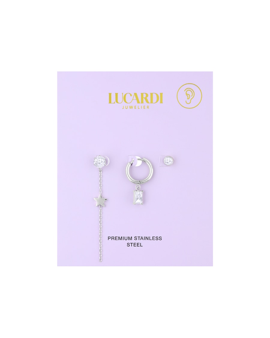 Lucardi Ohrringe Stahl Silber Damen