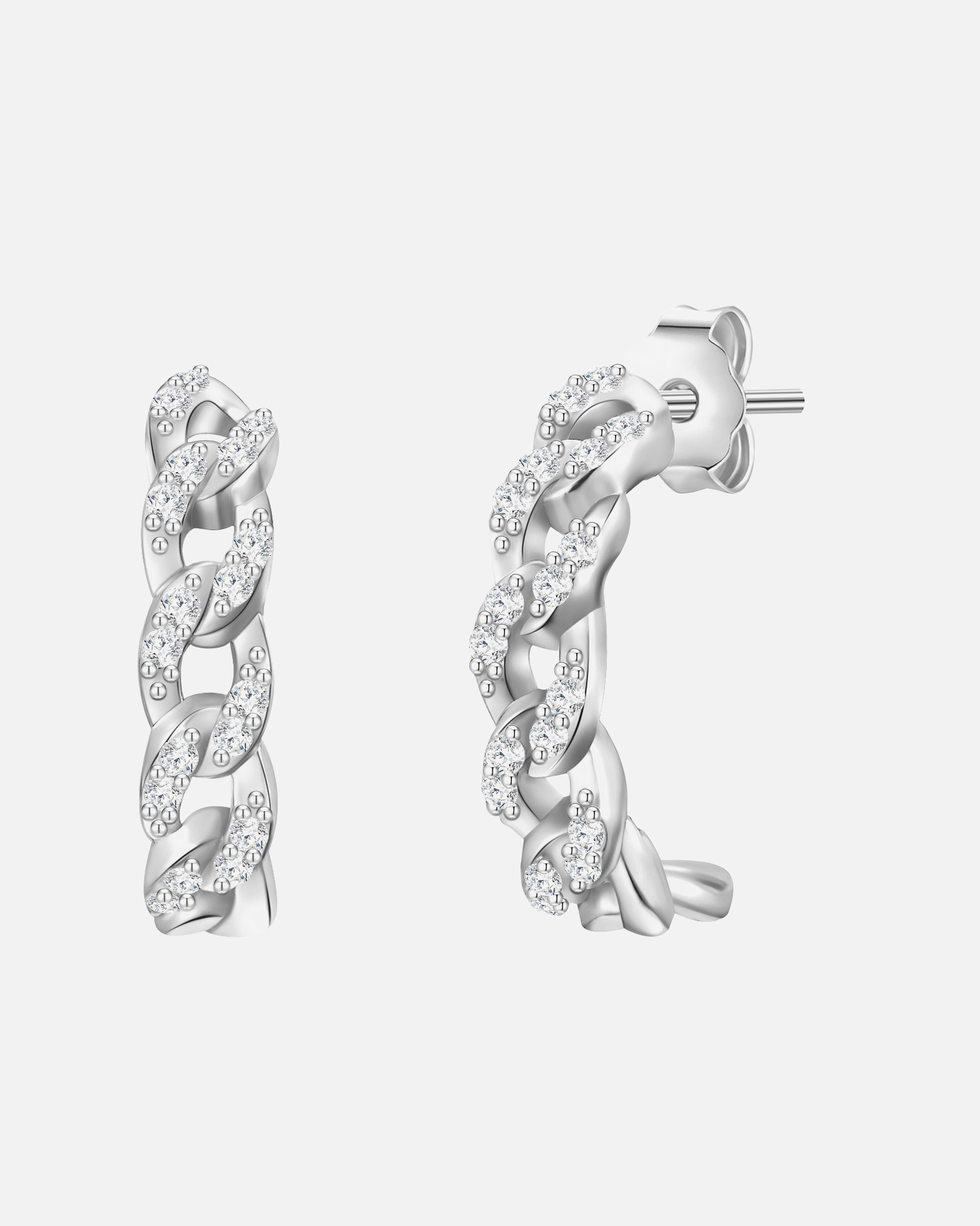 Creolen für Weiblich Glanzstücke München Creolen Sterling Silber Zirkonia in Silber 14,3 mm