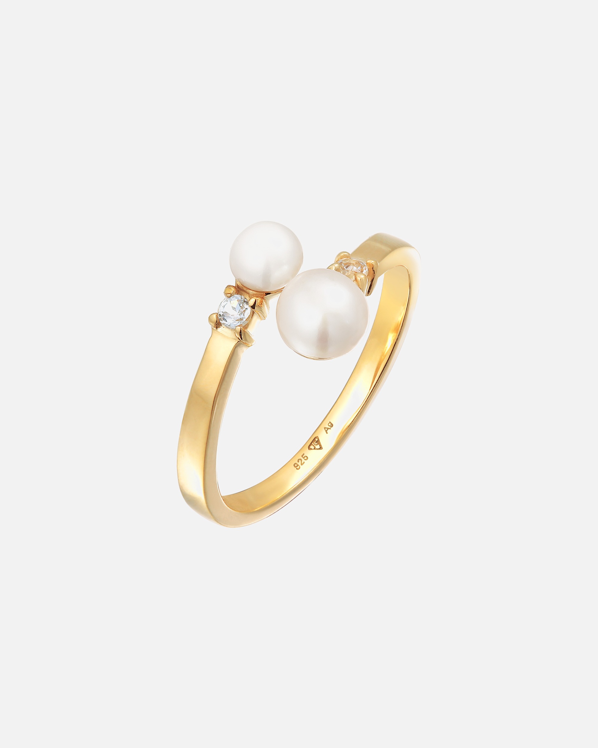 Ring für Weiblich Elli PREMIUM Elli PREMIUM Ring Elli PREMIUM Ring Wickelring Süßwasserzuchtperle 925 Silber vergoldet 52