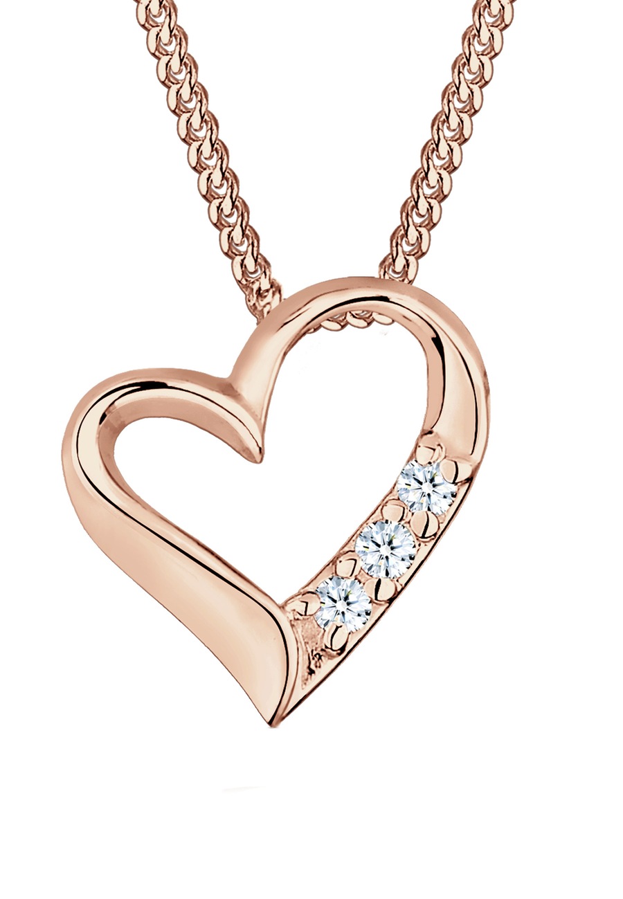 Elli DIAMONDS Herz Ewigkeit Diamant (0.045 ct.) 925 Silber rosefarben Damen