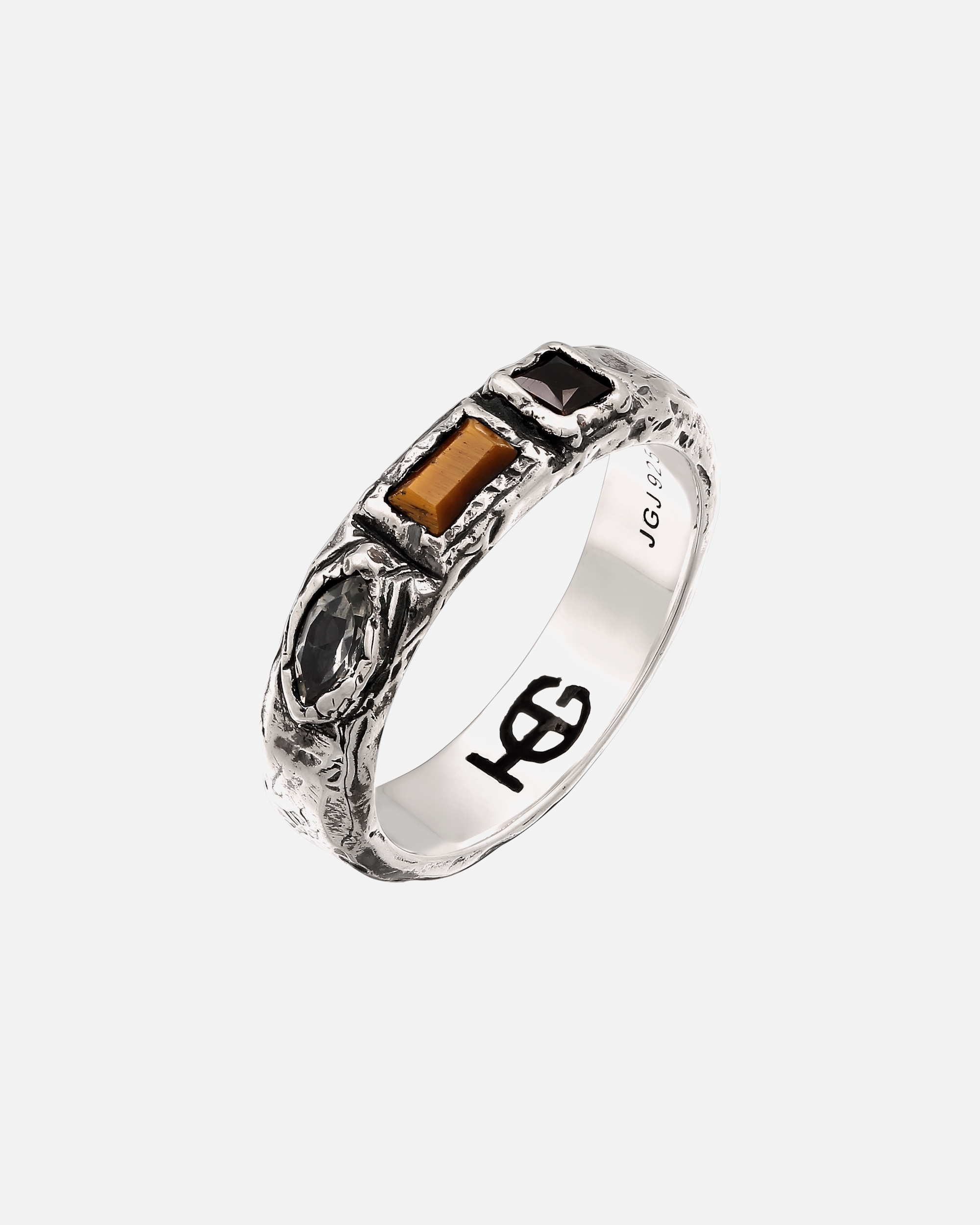 Ring für Unisex Haze & Glory Default Brand Line Ring Unisex Quarz Braun 925 Sterling Silber 64