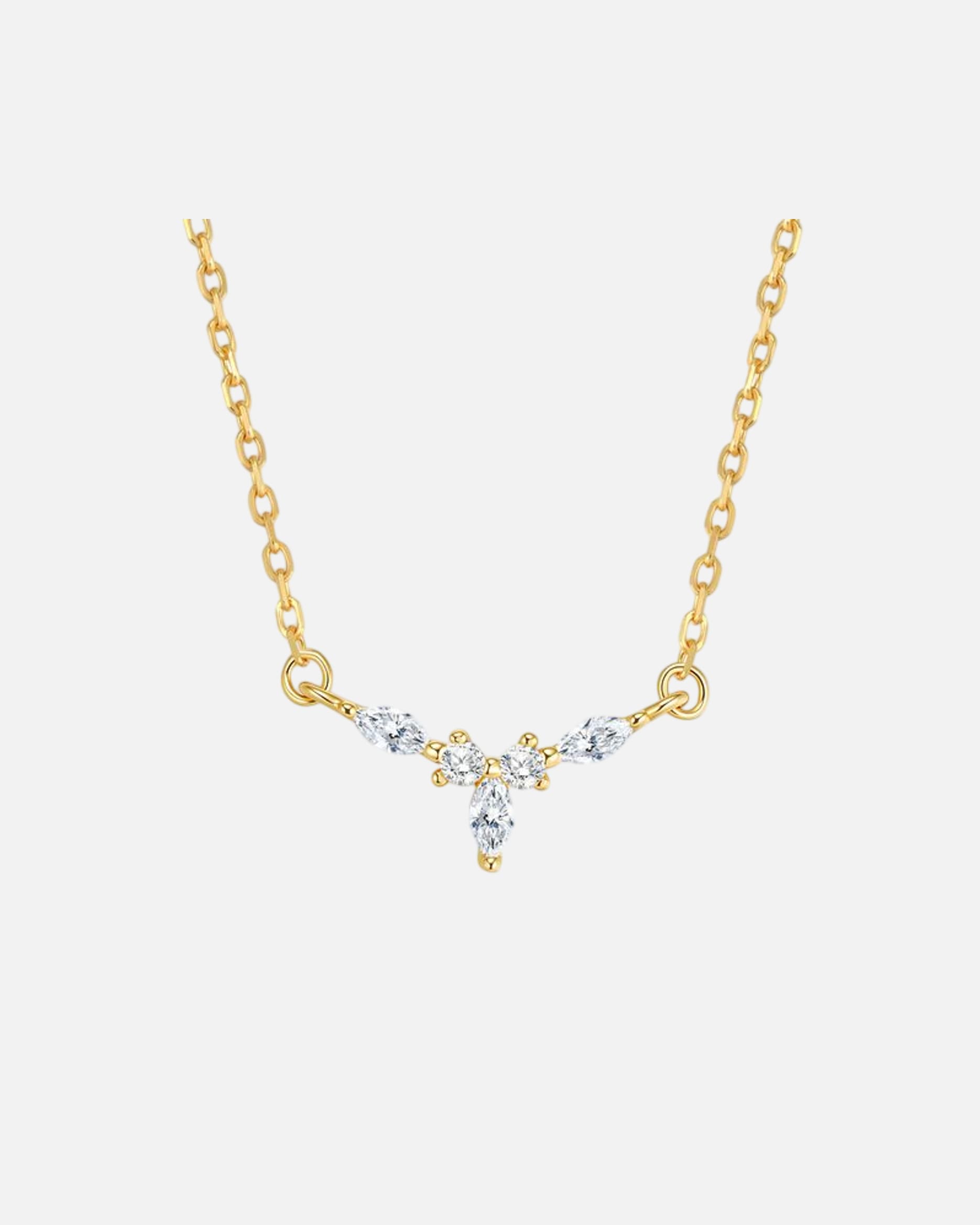 Halskette für Weiblich Hey Happiness Default Brand Line Zarte Crown Necklace – 925 Sterling Silber Halskette Gold