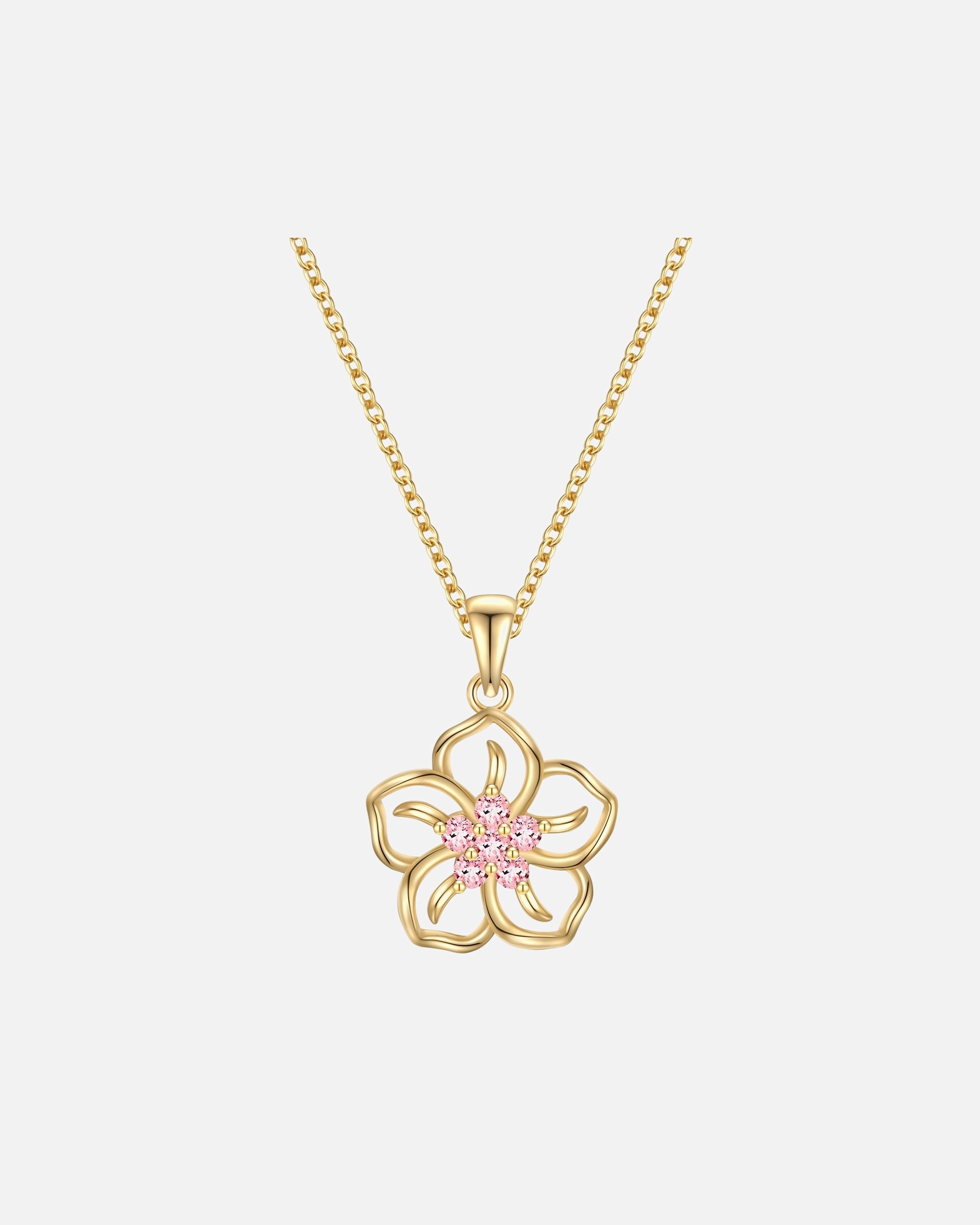 Halskette für Weiblich Rafaela Donata Halskette Blume aus Sterling Silber in Gelbgold mit Zirkonia 42,0 cm Basiskette + 7,0 cm Verlängerung