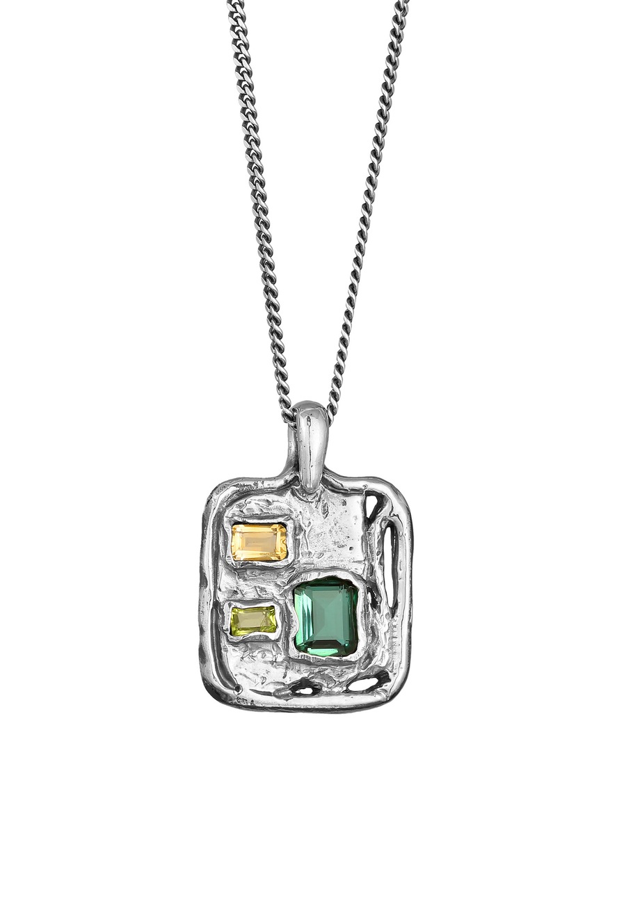 Haze & Glory Anhänger Peridot Quarz Citrin 925 Sterling Silber 55 Herren