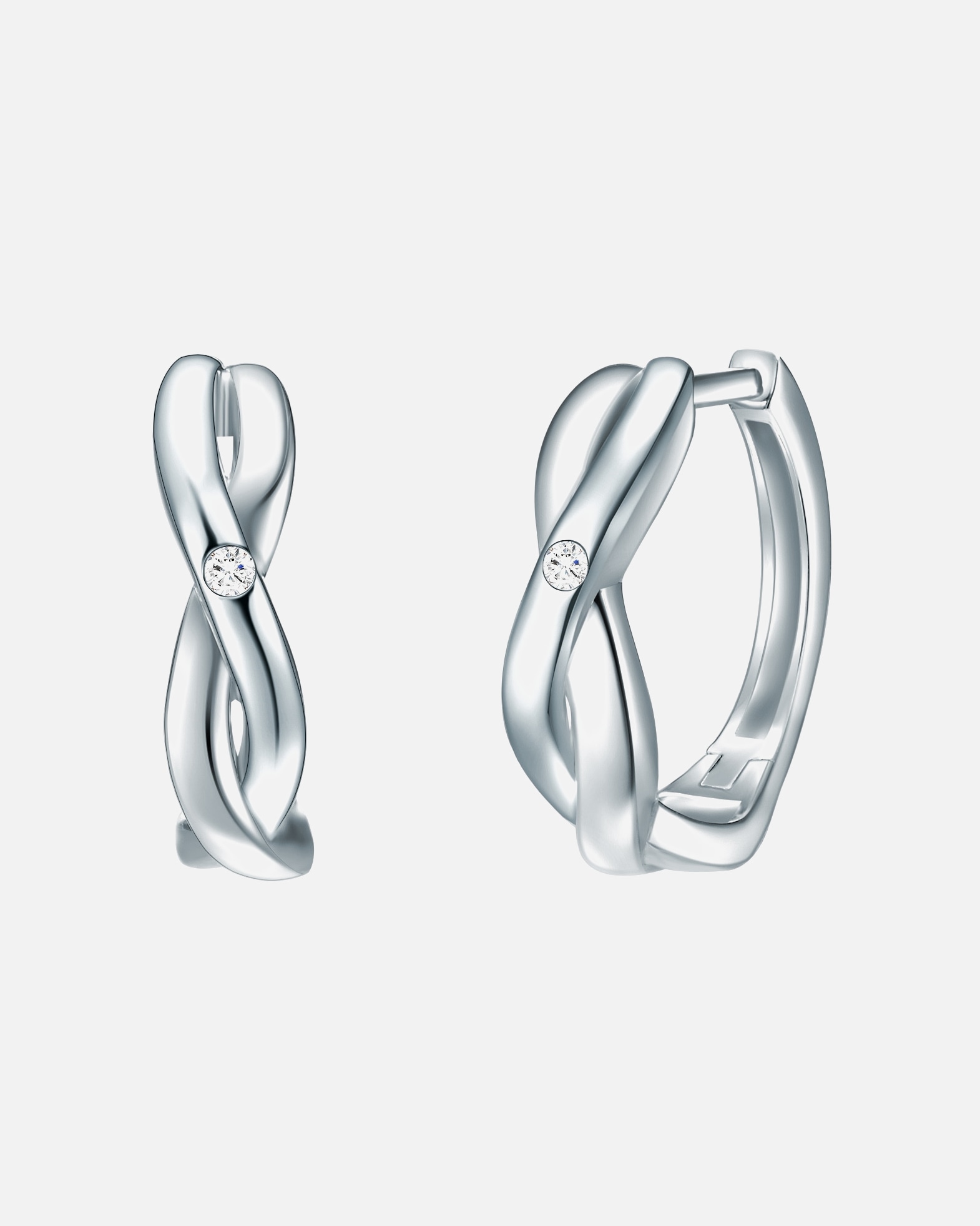 Creolen für Weiblich Lulu & Jane Diamant-Creolen Sterling Silber Diamant in Silber 14,8 mm