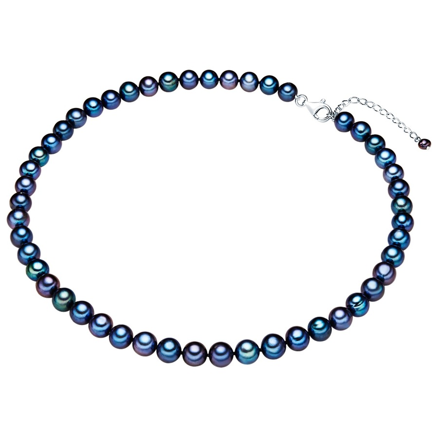 Valero Pearls Perlen-Kette Sterling Silber Süßwasser-Zuchtperle in Blue Damen