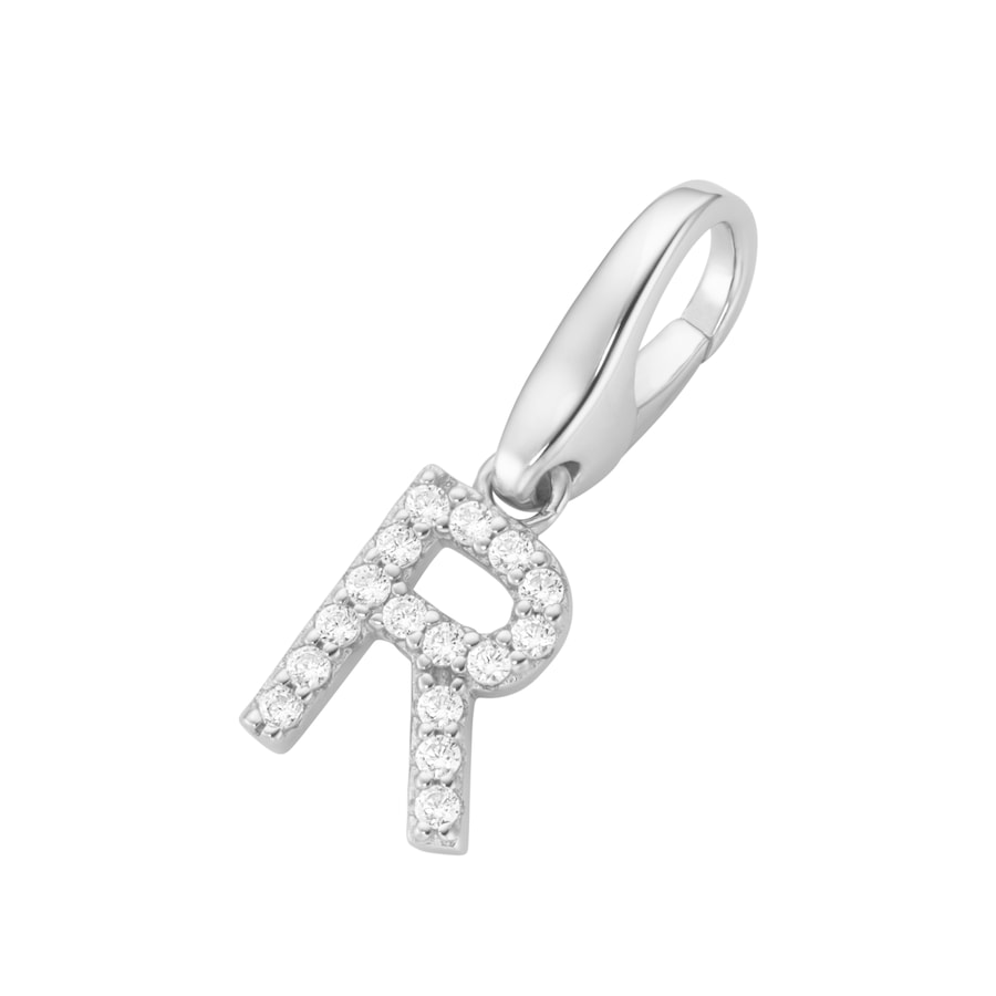 Giorgio Martello Milano Charm Buchstabe H, Zirkonia Steine, Silber 925 R Weiss Damen