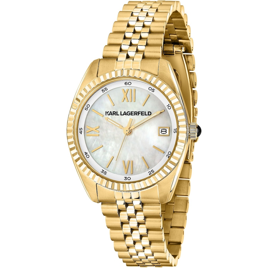 Karl Lagerfeld Damenuhr Edelstahl gold, perlmutt Damen