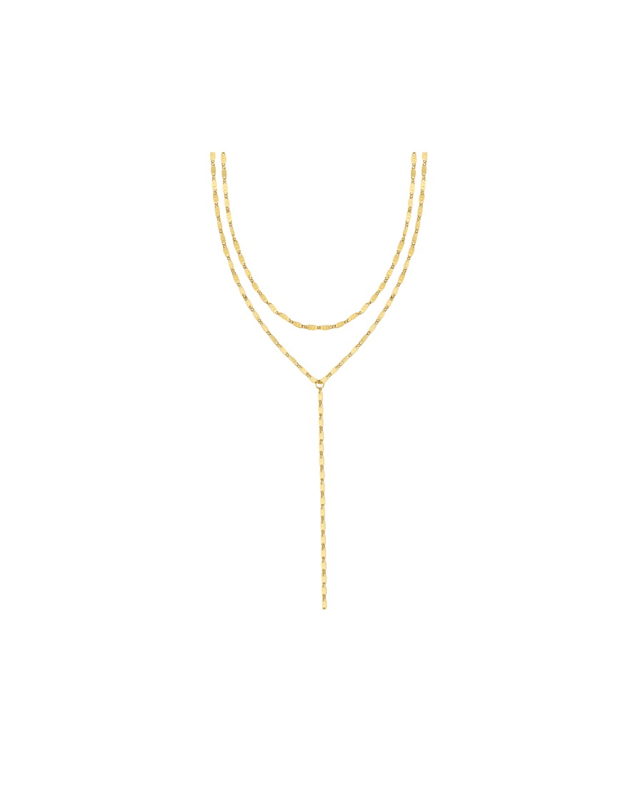 Hey Happiness Layer Y-Lariat Kette Edelstahl Gold Hellbraun Damen