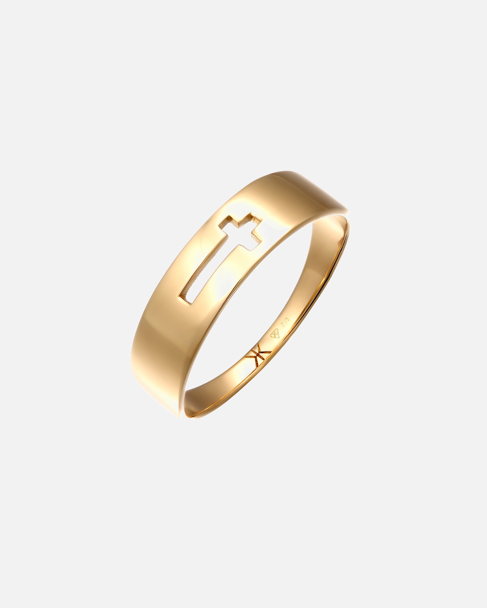 Ring für Männlich KUZZOI Kreuz Cut Out Unisex 375 Gelbgold 66