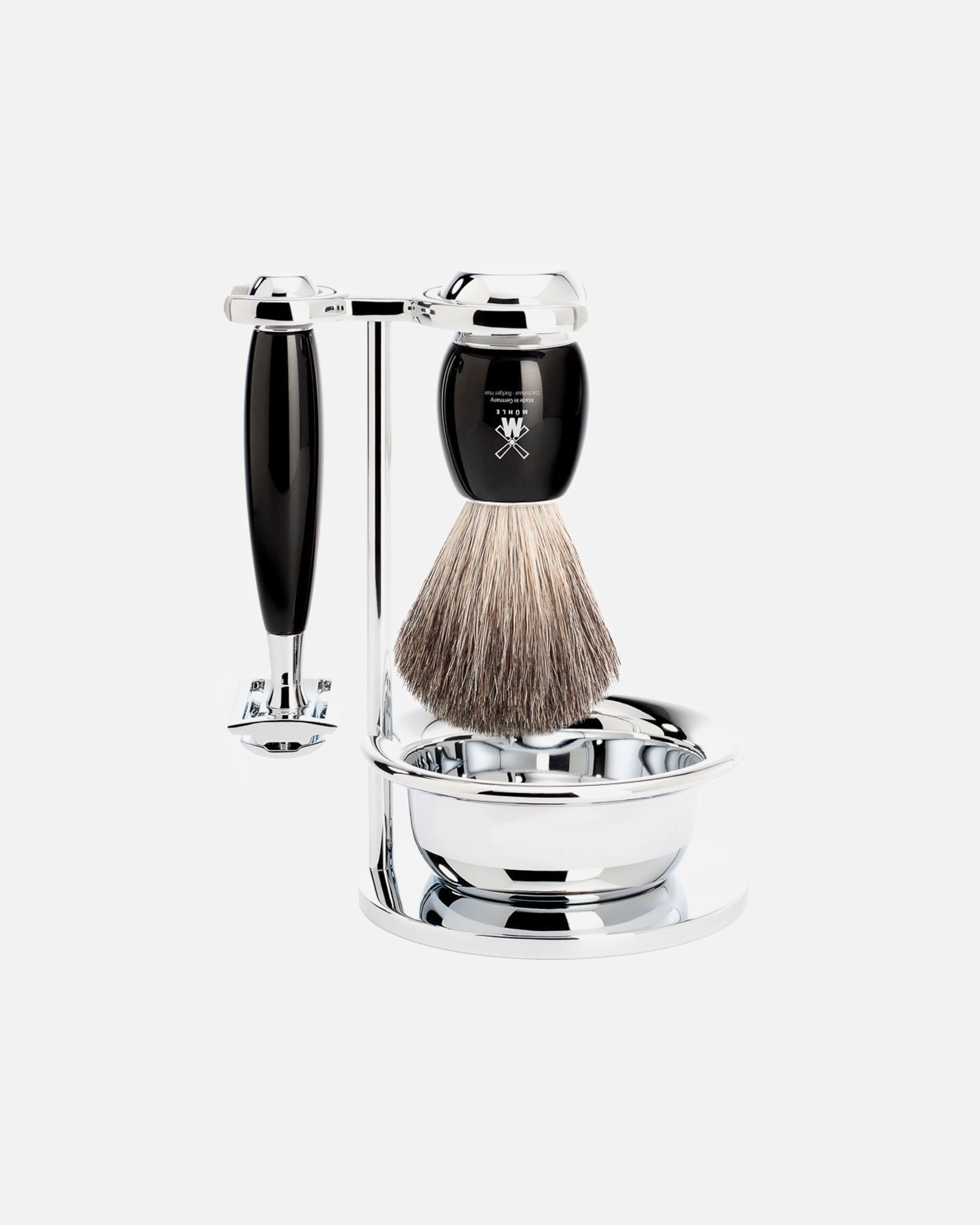 Rasierer für Männlich Mühle VIVO - 4-tlg. Rasierset, Hobel, Griffe Edelharz schwarz VIVO - 4-tlg. Rasierset, Hobel, Griffe Edelharz schwarz