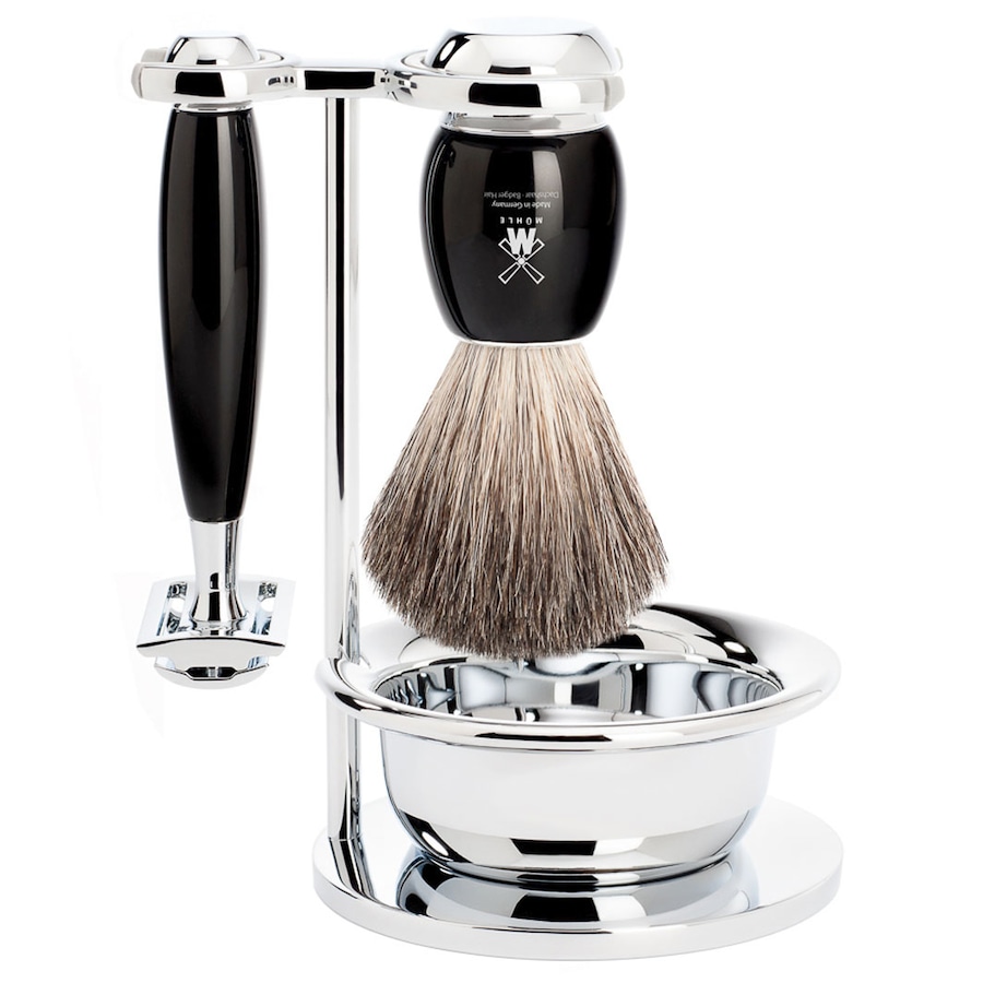 Mühle VIVO - 4-tlg. Rasierset, Hobel, Griffe Edelharz schwarz Herren