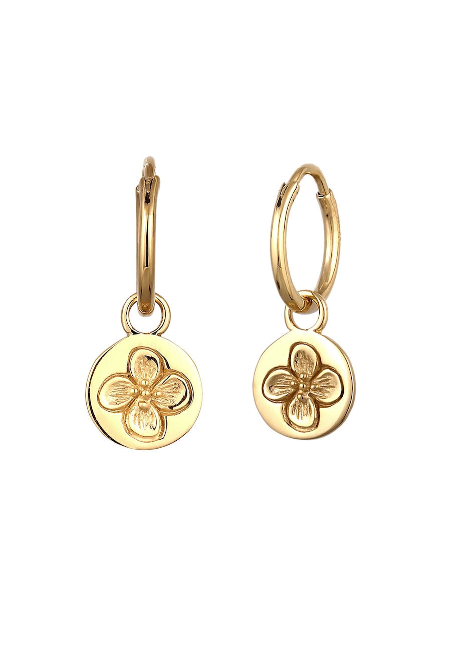 Elli Creolen Blume 925 Sterling Silber goldfarben Damen