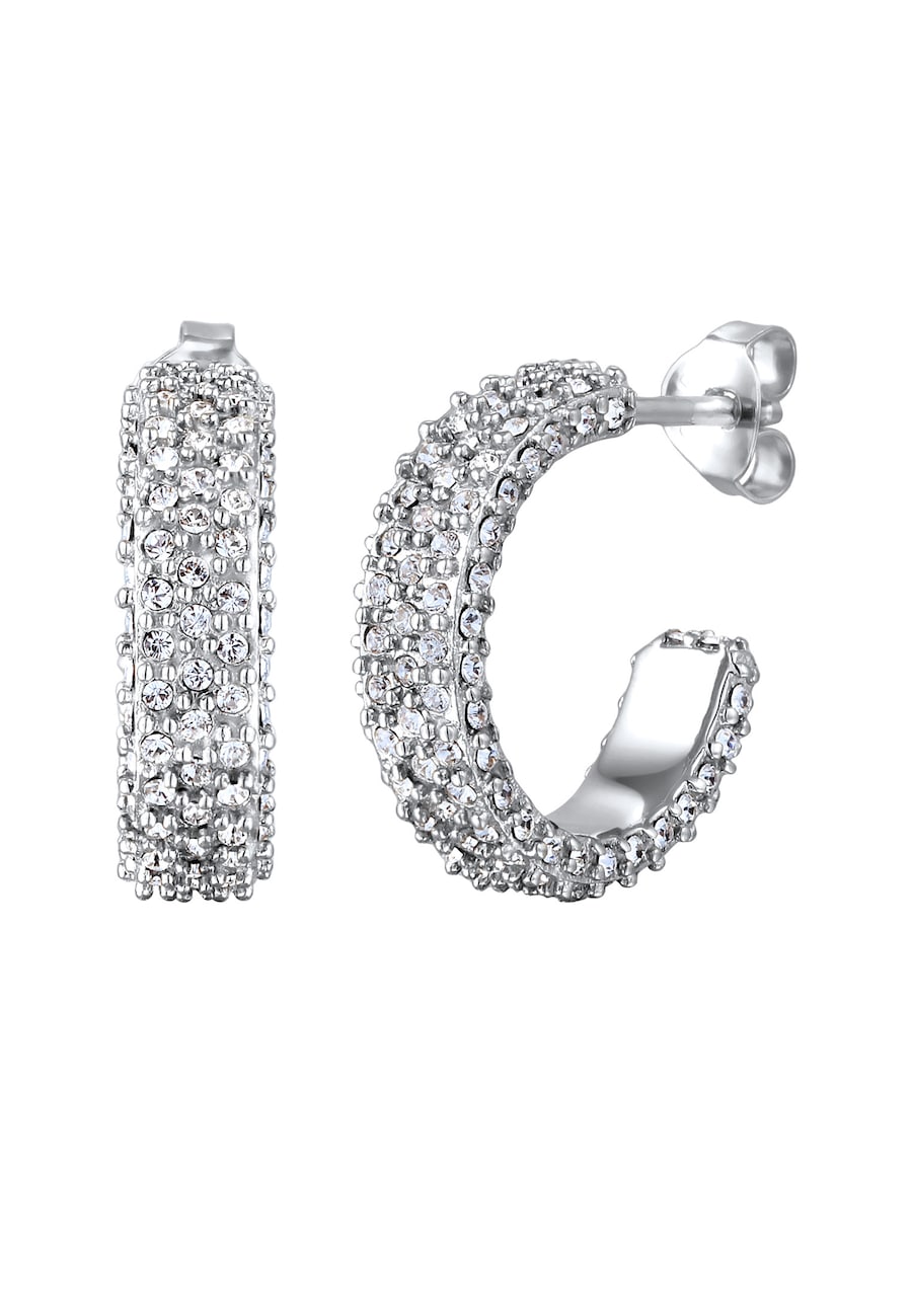 Elli Ohrstecker Creolen Weiß 925 Sterling Silber, mit Kristallen von Swarovski silberfarben Damen