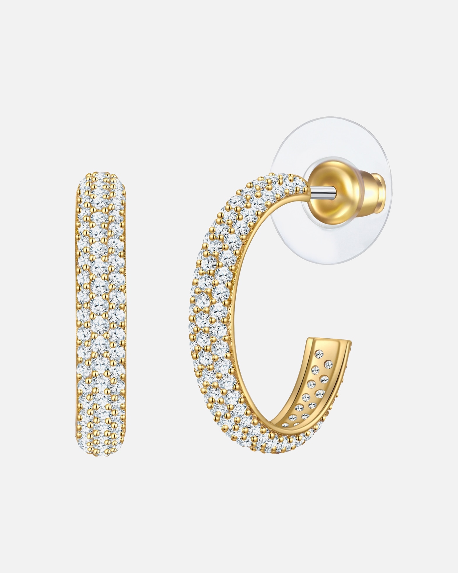 Creolen für Weiblich Yokoamii Creolen aus Messing in Gelbgold mit Zirkonia 20,9 mm