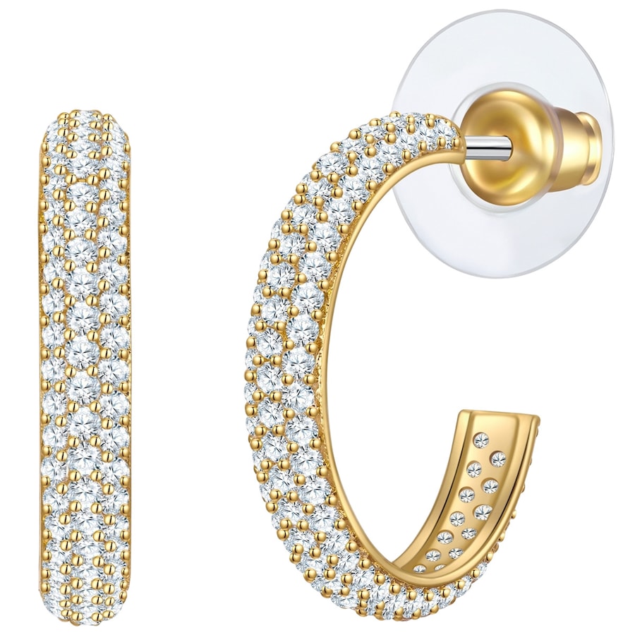 Yokoamii Creolen aus Messing in Gelbgold mit Zirkonia 20,9 mm Damen