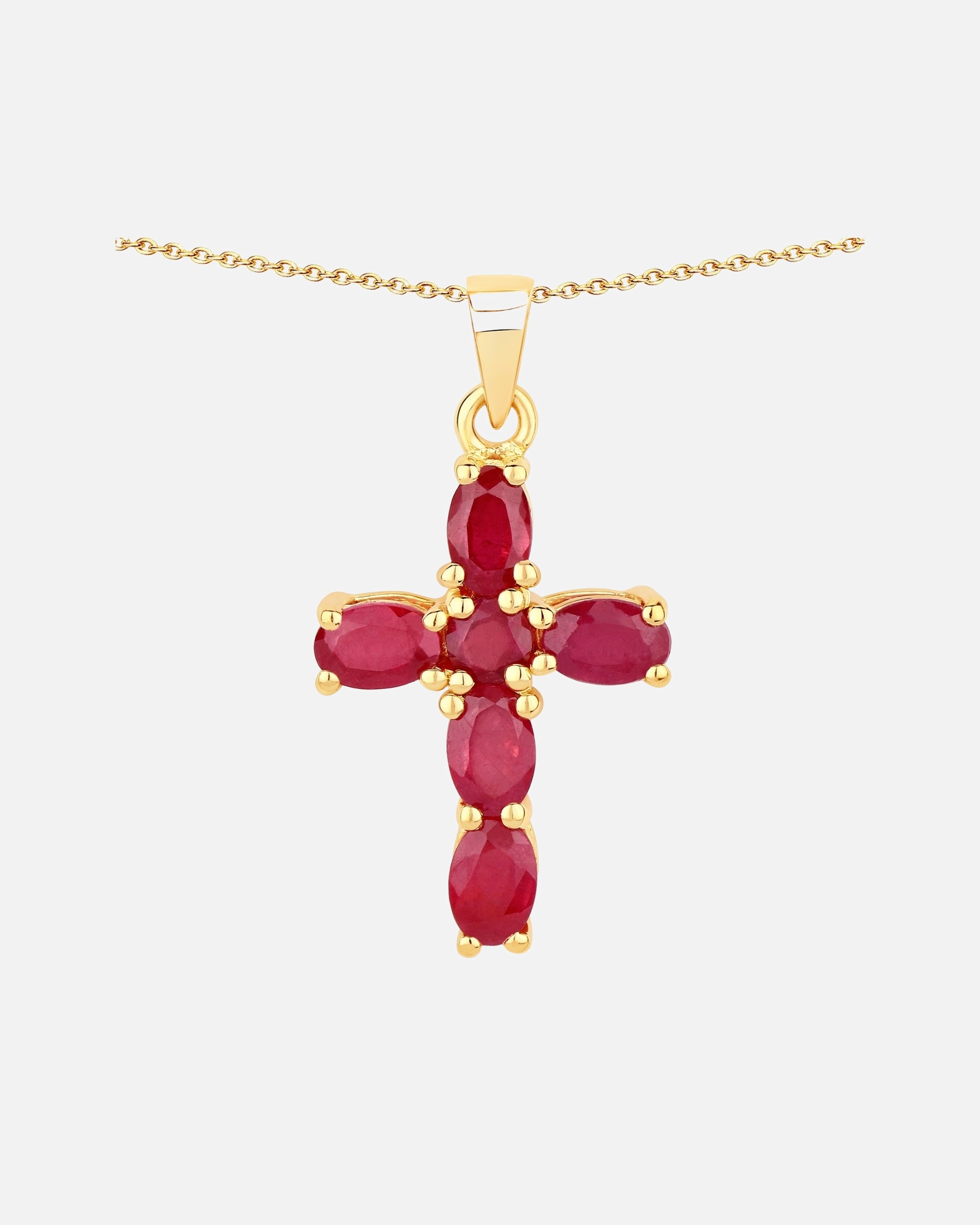 Halskette für Weiblich Rafaela Donata Kette Kreuz Sterling Silber Smaragd in Gelbgold Red