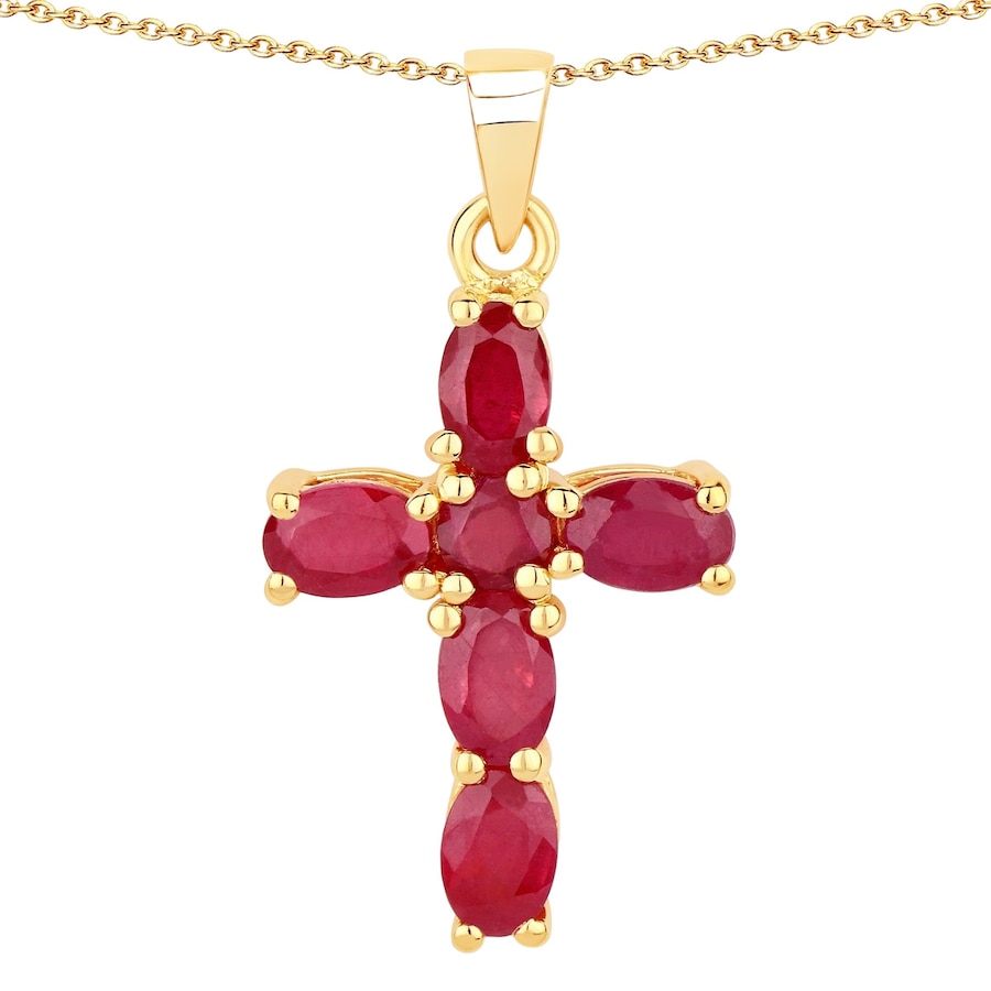 Rafaela Donata Kette Kreuz Sterling Silber Smaragd in Gelbgold Red Damen