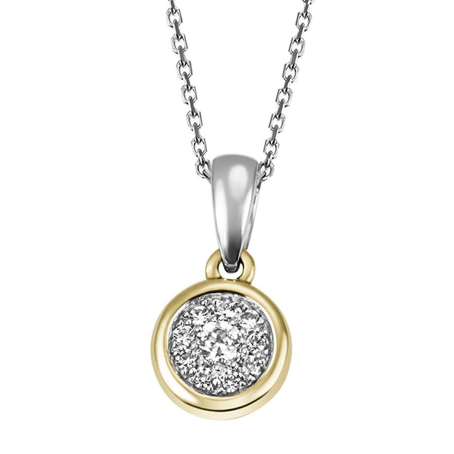 Goldmaid Anhänger mit Kette 585/- Gold Brillant weiß 0,08ct. 45cm Damen