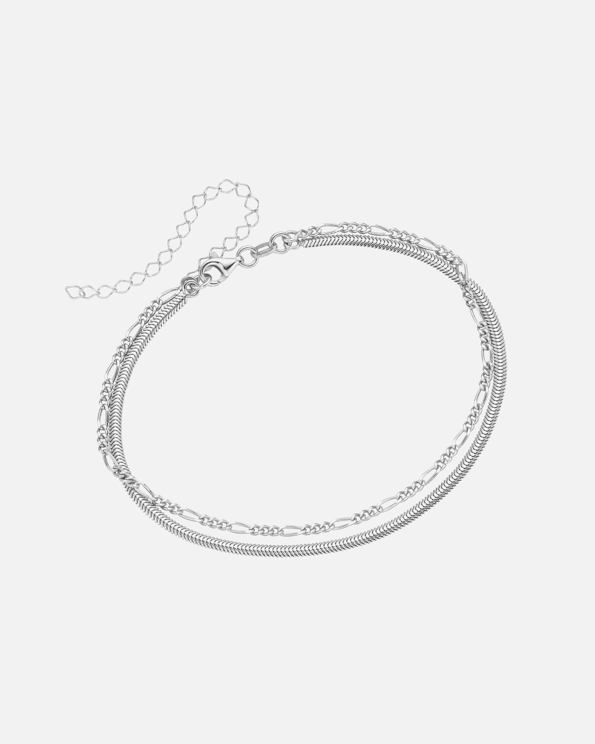 Schmuck für Weiblich Smart Jewel Fusskette Figarokette, Schlangenkette flach, Silber 925 28 cm