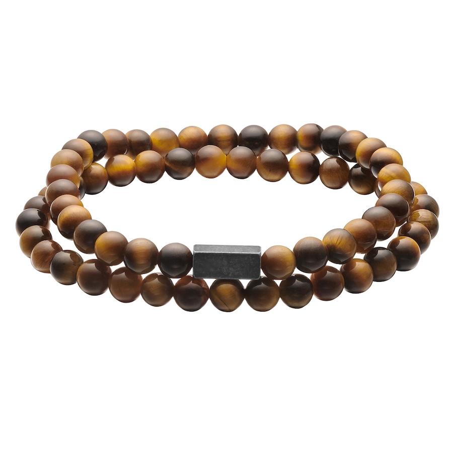 True Rebels Armband aus Edelstahl in Retro mit Tigerauge 19 cm Herren