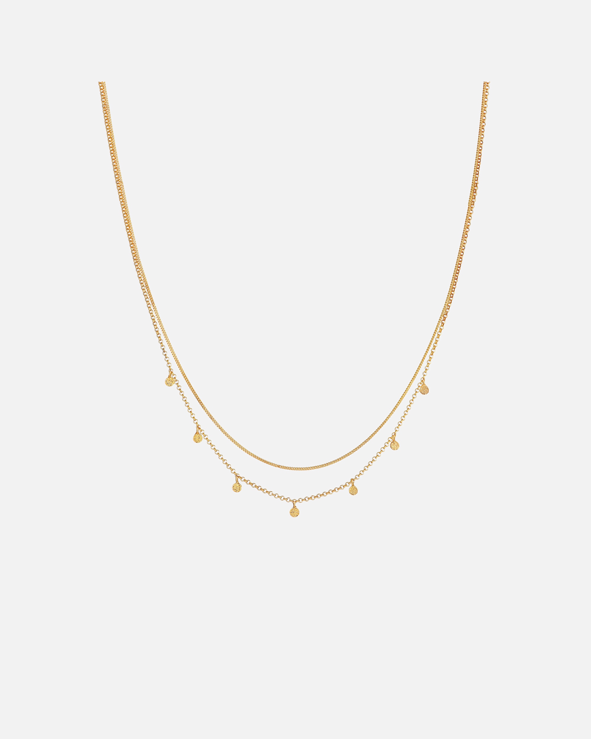 Halskette für Weiblich Elli Layer Mini Disc Plättchen Gehämmert 925 Silber goldfarben