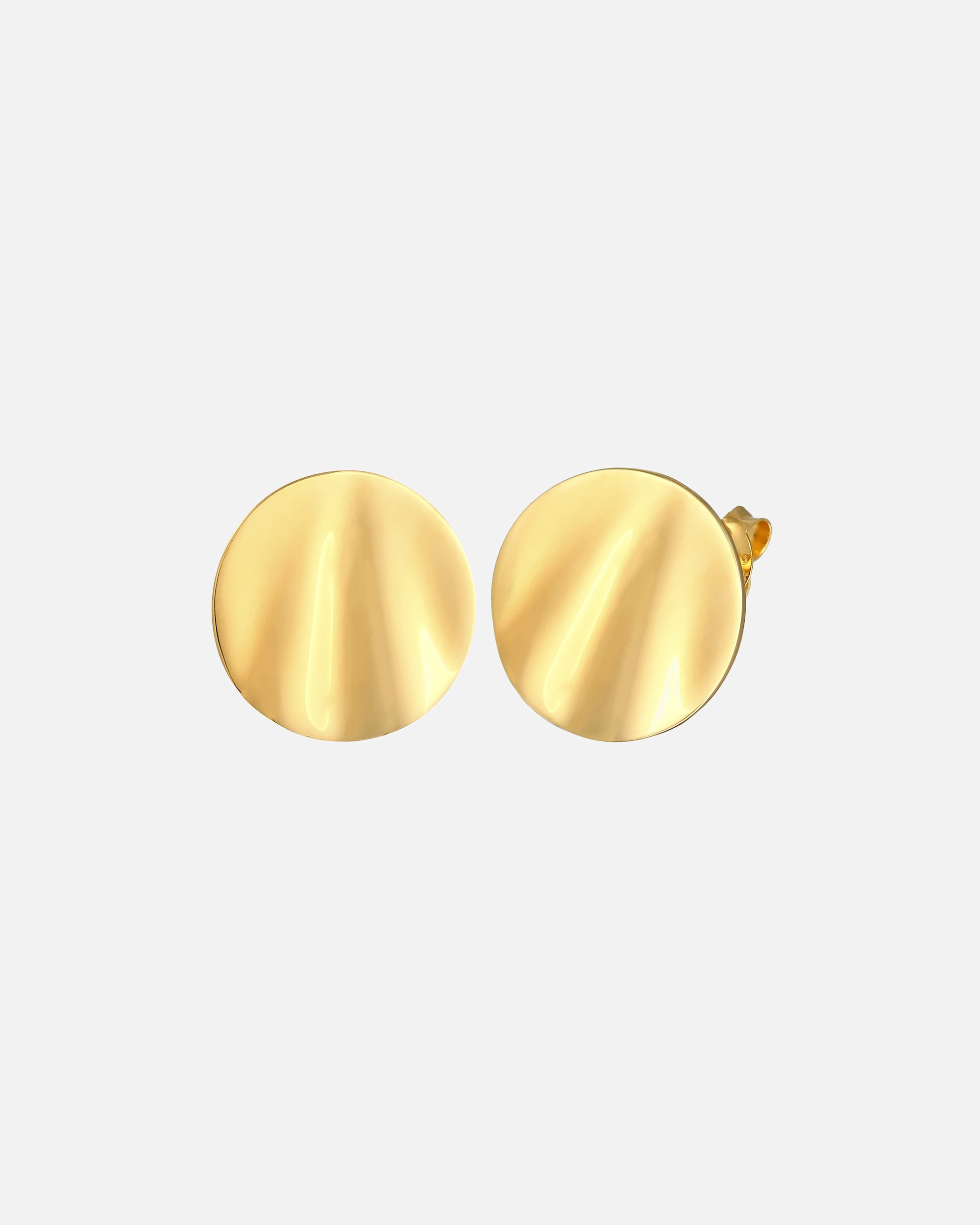Ohrringe für Weiblich Elli Ohrstecker Disc Plättchen Welle Rund 925er Silber goldfarben