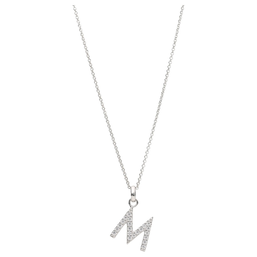 Smart Jewel Kette Buchstabe M mit Zirkonia Steine, Silber 925 45 cm Damen