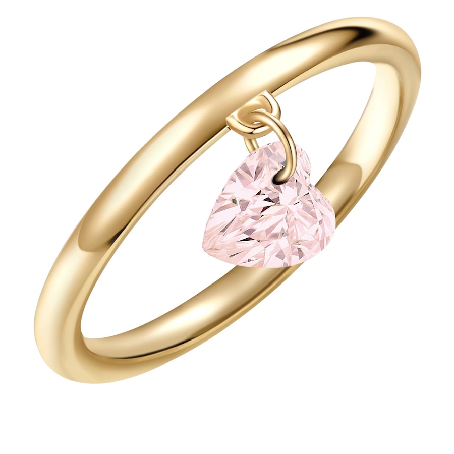 Glanzstücke München Ring Herz aus Sterling Silber in gelbgold mit Rosenquarz 48 Damen