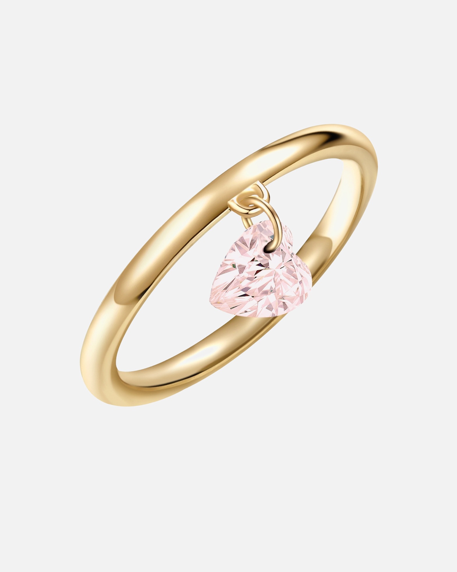 Ring für Weiblich Glanzstücke München Ring Herz aus Sterling Silber in gelbgold mit Rosenquarz 56