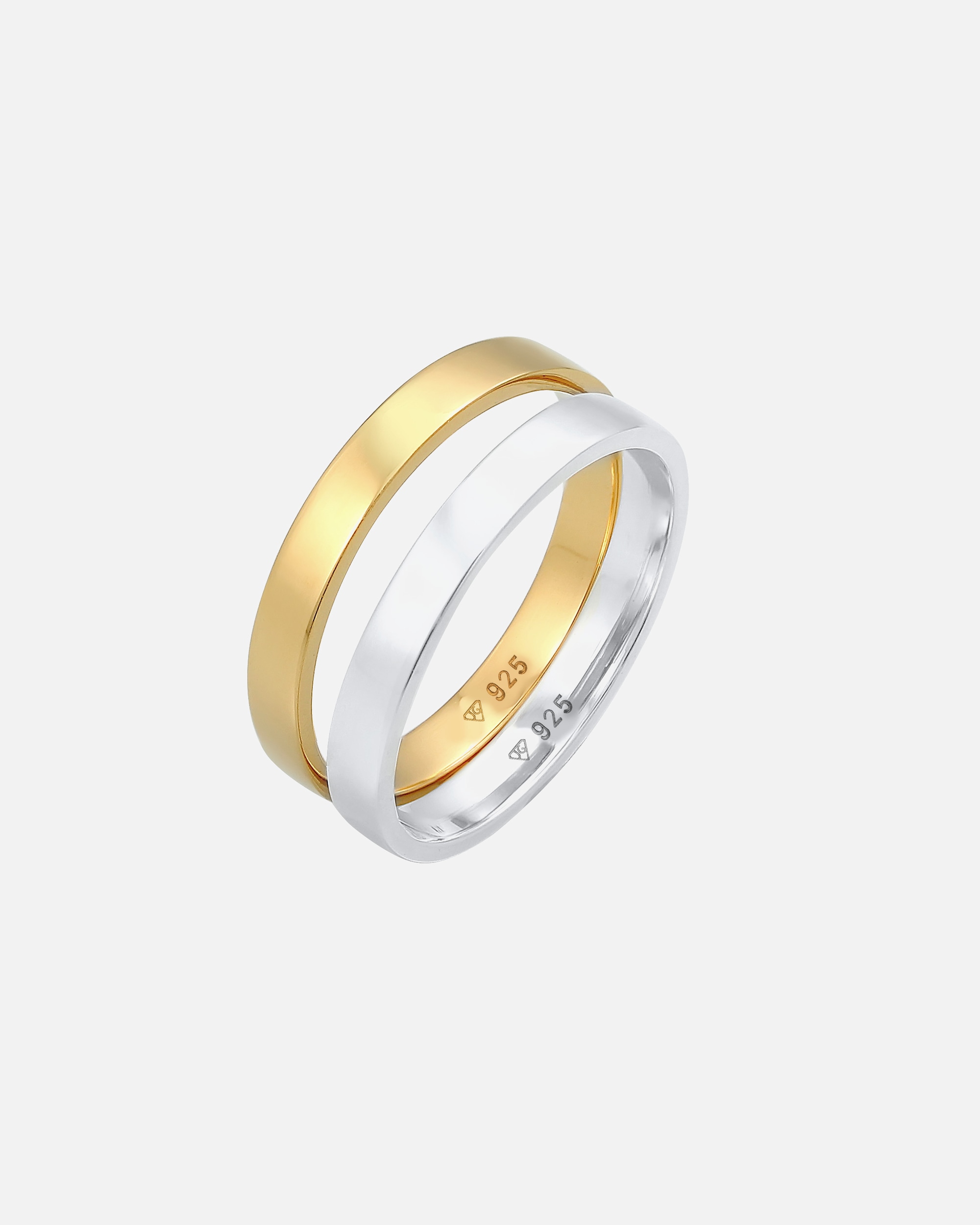 Ring für Weiblich Elli Bandring Basic Bi-Color 2er Set 925 Silber 58