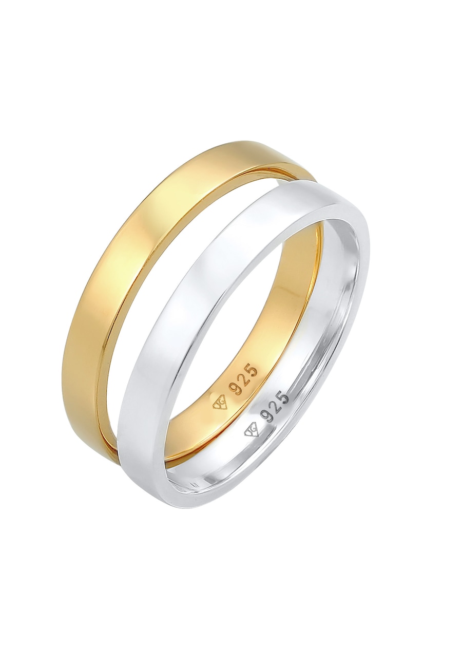 Elli Bandring Basic Bi-Color 2er Set 925 Silber 50 Damen