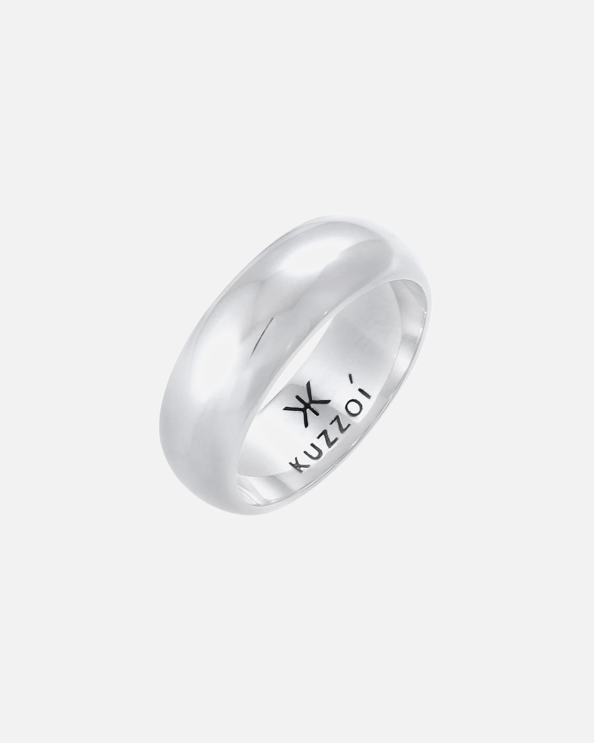 Ring für Männlich KUZZOI Herren Bandring Basic Breit Glatt Rund 925 Silber 66