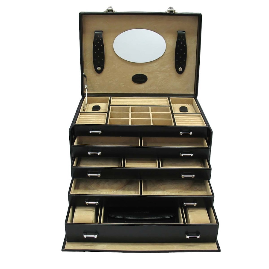 Windrose Schmuckkasten merino mit fünf Etagen Schwarz Damen