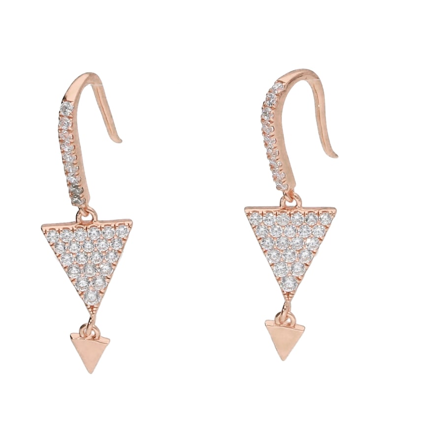 Smart Jewel Ohrhaken mit weißen Zirkoniasteinen, rosé vergoldet, Silber 925 3 cm Nude Damen