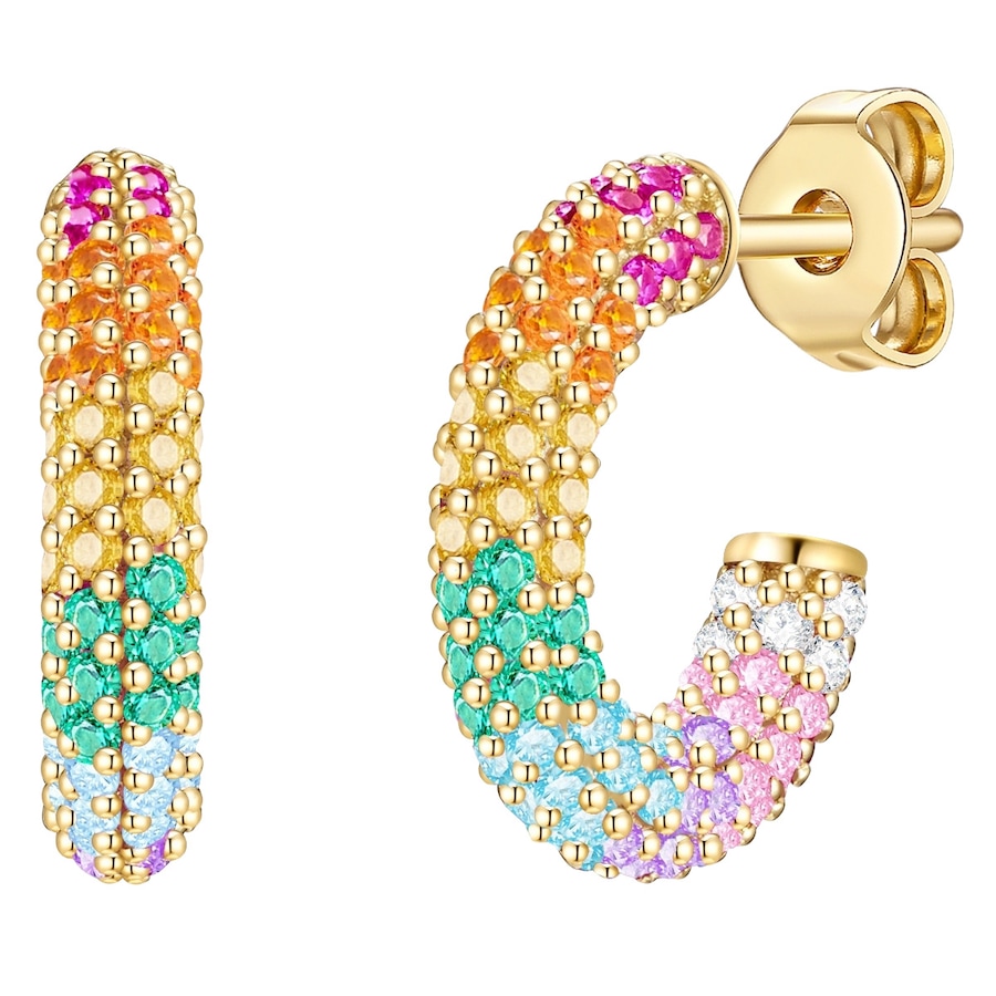 Glanzstücke München Creolen Sterling Silber Zirkonia in Gelbgold 15,6 mm Damen