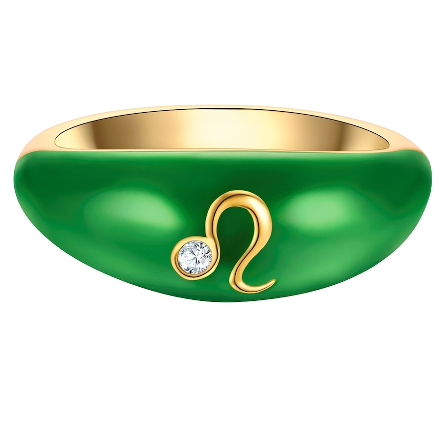 Glanzstücke München Ring Sternzeichen Löwe aus Sterling Silber in Gelbgold mit Zirkonia 58 Damen