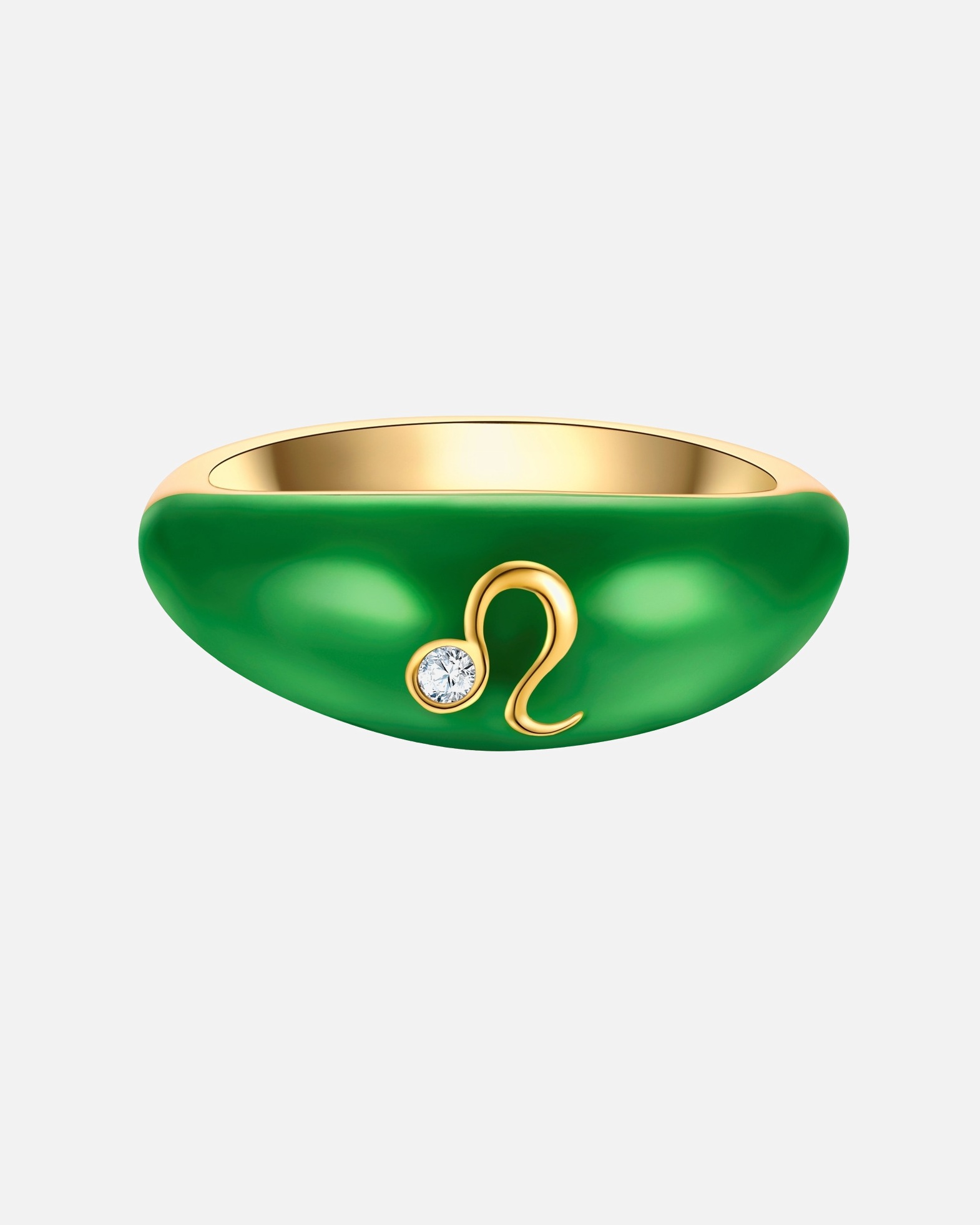 Ring für Weiblich Glanzstücke München Ring Sterling Silber gelbgold Zirkonia weiß Emaille grün 48