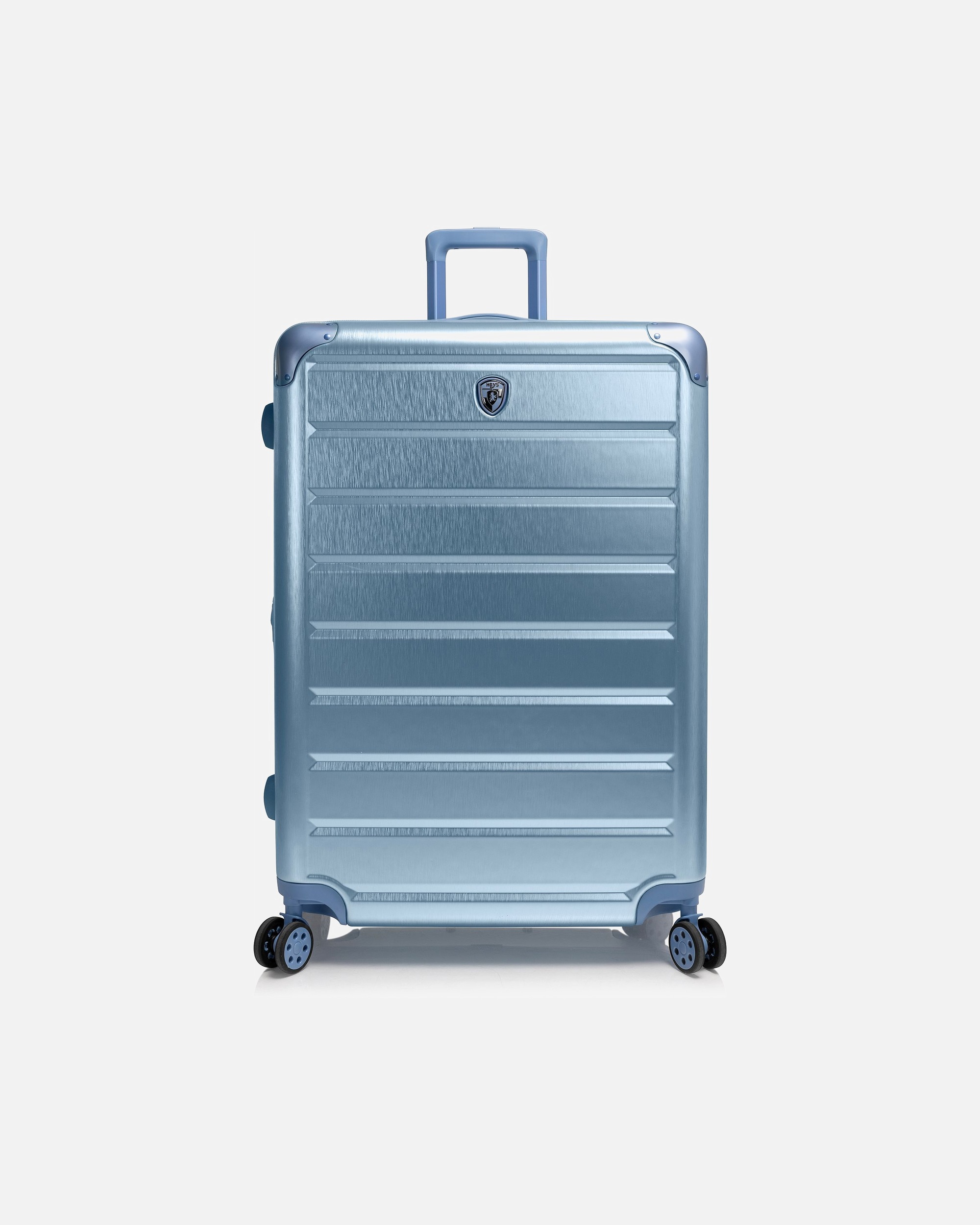 Trolley für Männlich Heys Alumix 4 Rollen Trolley L 76 cm mit Dehnfalte icy blue