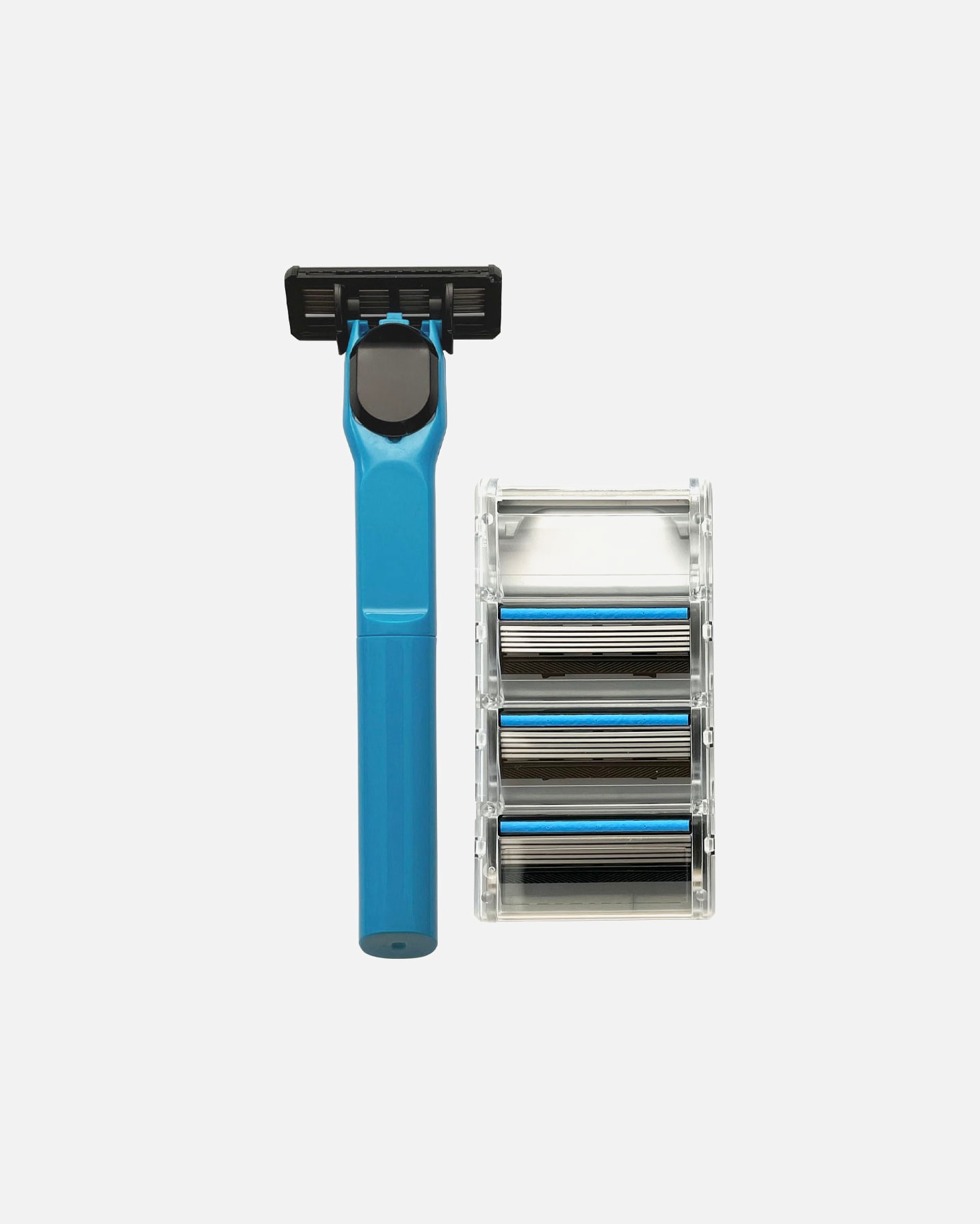 Rasierer für Unisex SHAVEMEBABY Set: Designgriff mit 4 Klingen blau