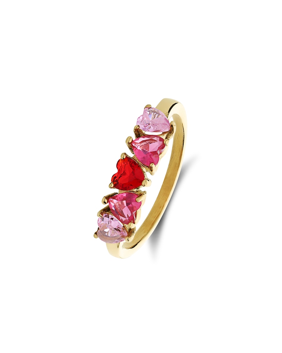 Lucardi Ring Stahl - Gelbgold legiert Rosa 47mm Damen