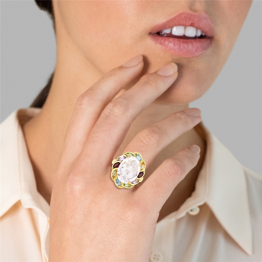 Rafaela Donata Ring Sterling Silber Kristallquarz in Gelbgold 52 Damen